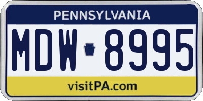 PA license plate MDW8995
