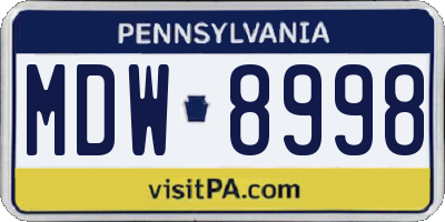 PA license plate MDW8998