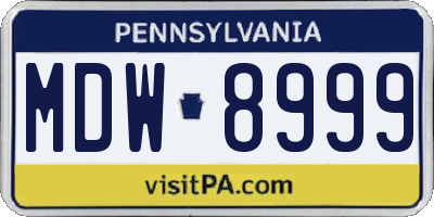 PA license plate MDW8999