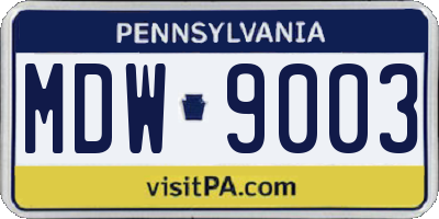 PA license plate MDW9003