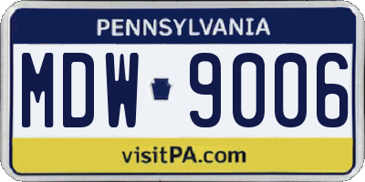PA license plate MDW9006