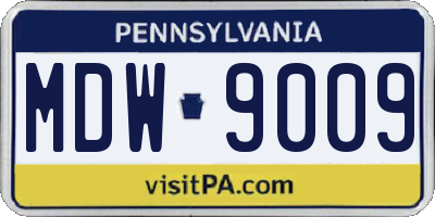 PA license plate MDW9009