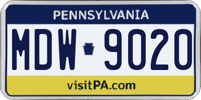 PA license plate MDW9020
