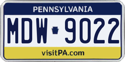 PA license plate MDW9022