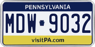 PA license plate MDW9032