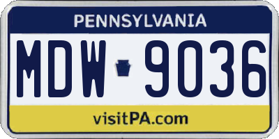 PA license plate MDW9036