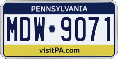 PA license plate MDW9071