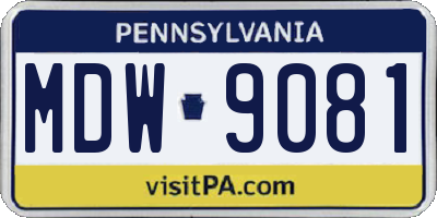PA license plate MDW9081