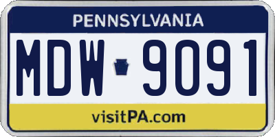 PA license plate MDW9091