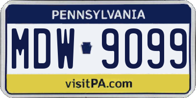 PA license plate MDW9099