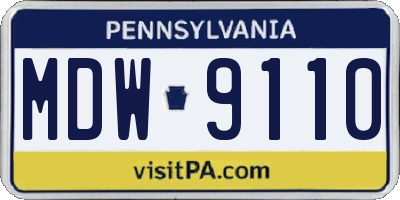 PA license plate MDW9110