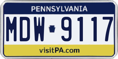 PA license plate MDW9117