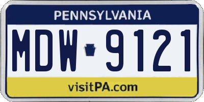 PA license plate MDW9121