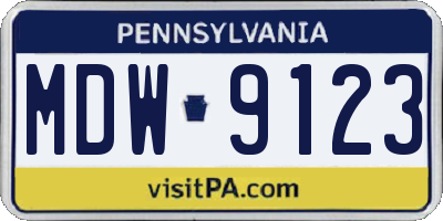 PA license plate MDW9123