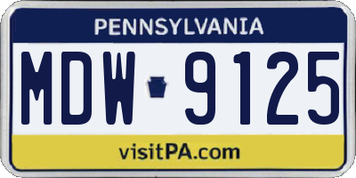 PA license plate MDW9125