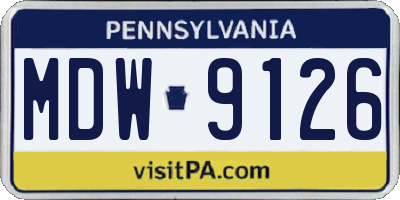 PA license plate MDW9126