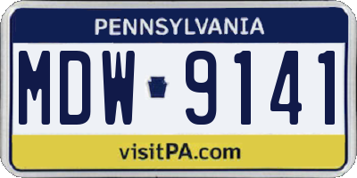 PA license plate MDW9141