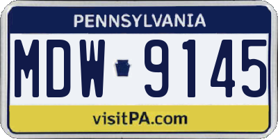 PA license plate MDW9145