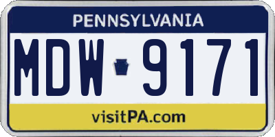 PA license plate MDW9171