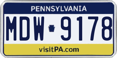 PA license plate MDW9178