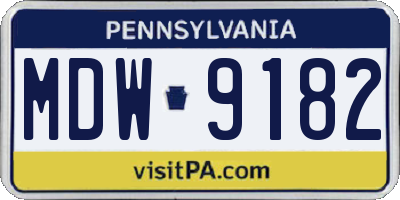 PA license plate MDW9182