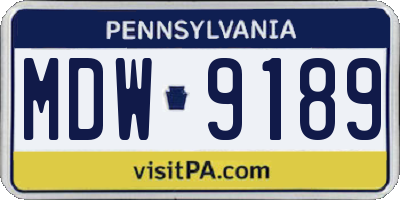 PA license plate MDW9189