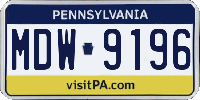 PA license plate MDW9196