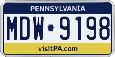 PA license plate MDW9198