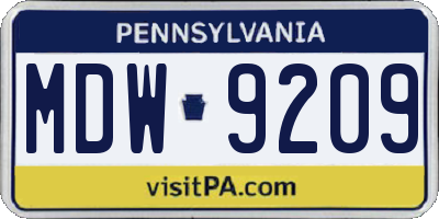 PA license plate MDW9209