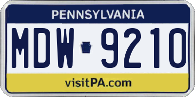 PA license plate MDW9210