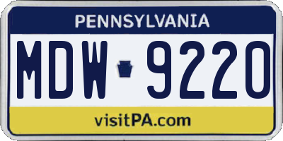 PA license plate MDW9220