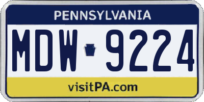 PA license plate MDW9224