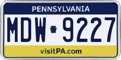 PA license plate MDW9227