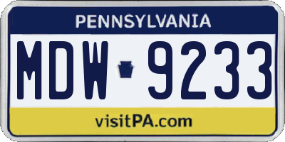 PA license plate MDW9233