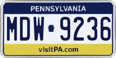PA license plate MDW9236