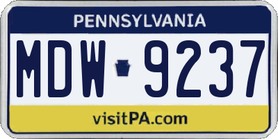 PA license plate MDW9237
