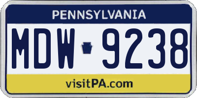 PA license plate MDW9238