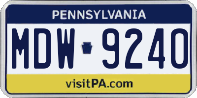 PA license plate MDW9240