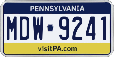 PA license plate MDW9241