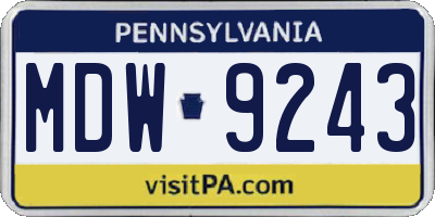 PA license plate MDW9243