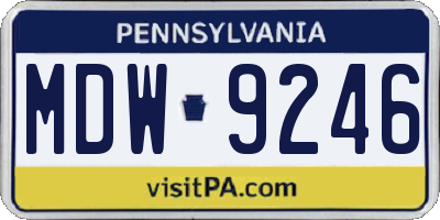 PA license plate MDW9246