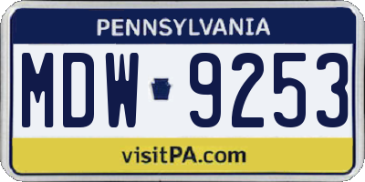 PA license plate MDW9253