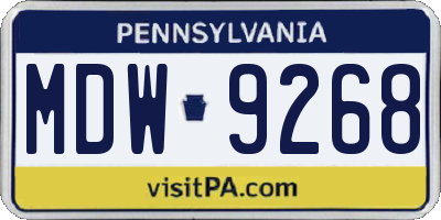 PA license plate MDW9268