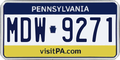PA license plate MDW9271