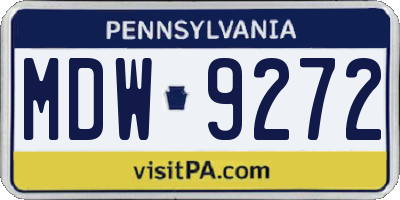 PA license plate MDW9272