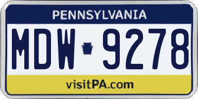 PA license plate MDW9278