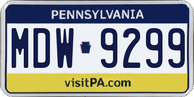 PA license plate MDW9299