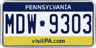 PA license plate MDW9303