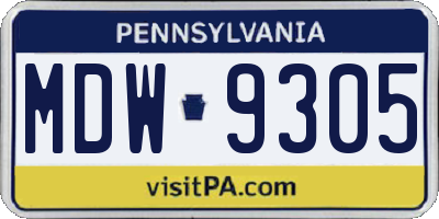 PA license plate MDW9305