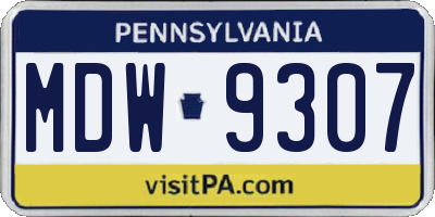 PA license plate MDW9307